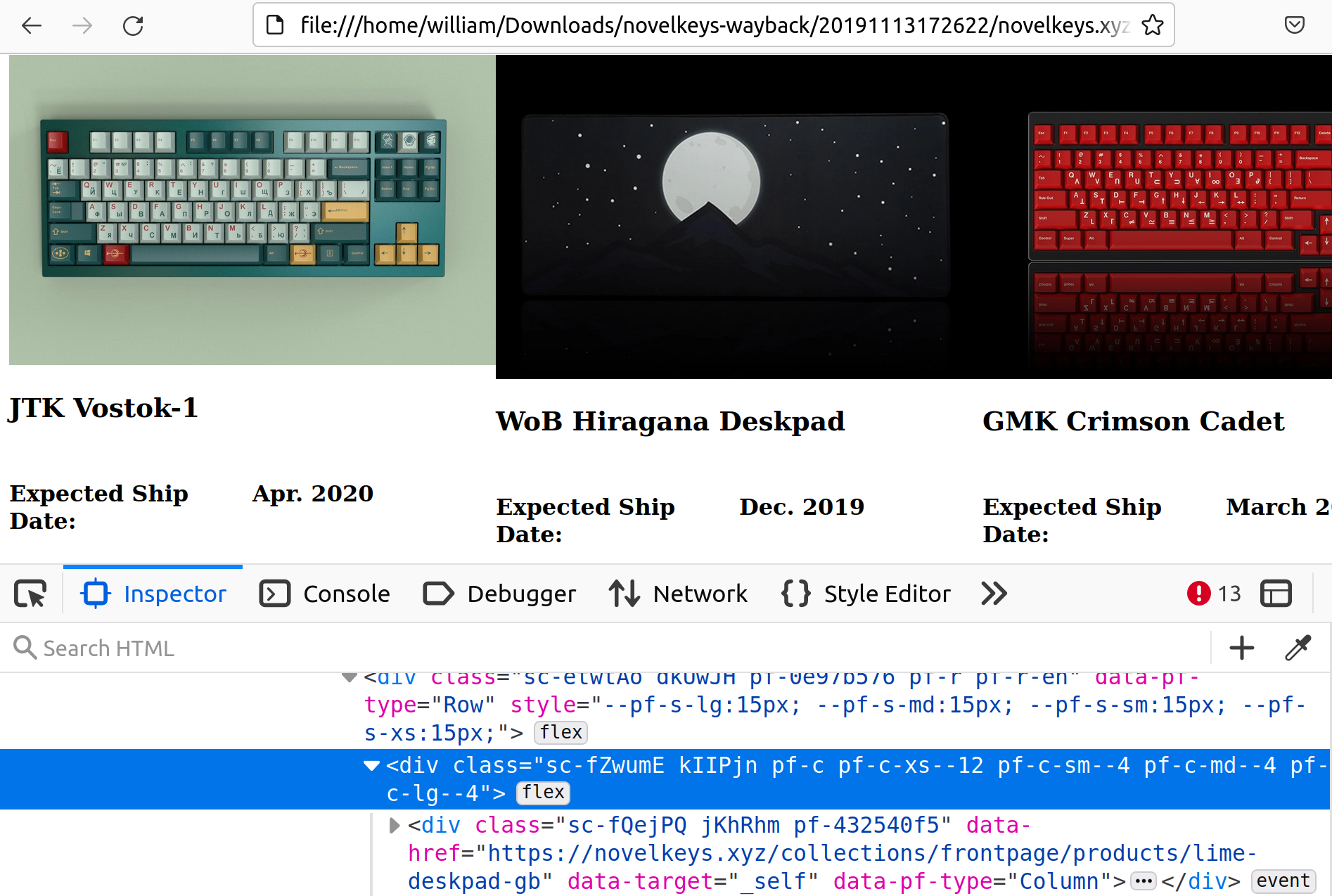 Novelkeys.xyz update page web elements