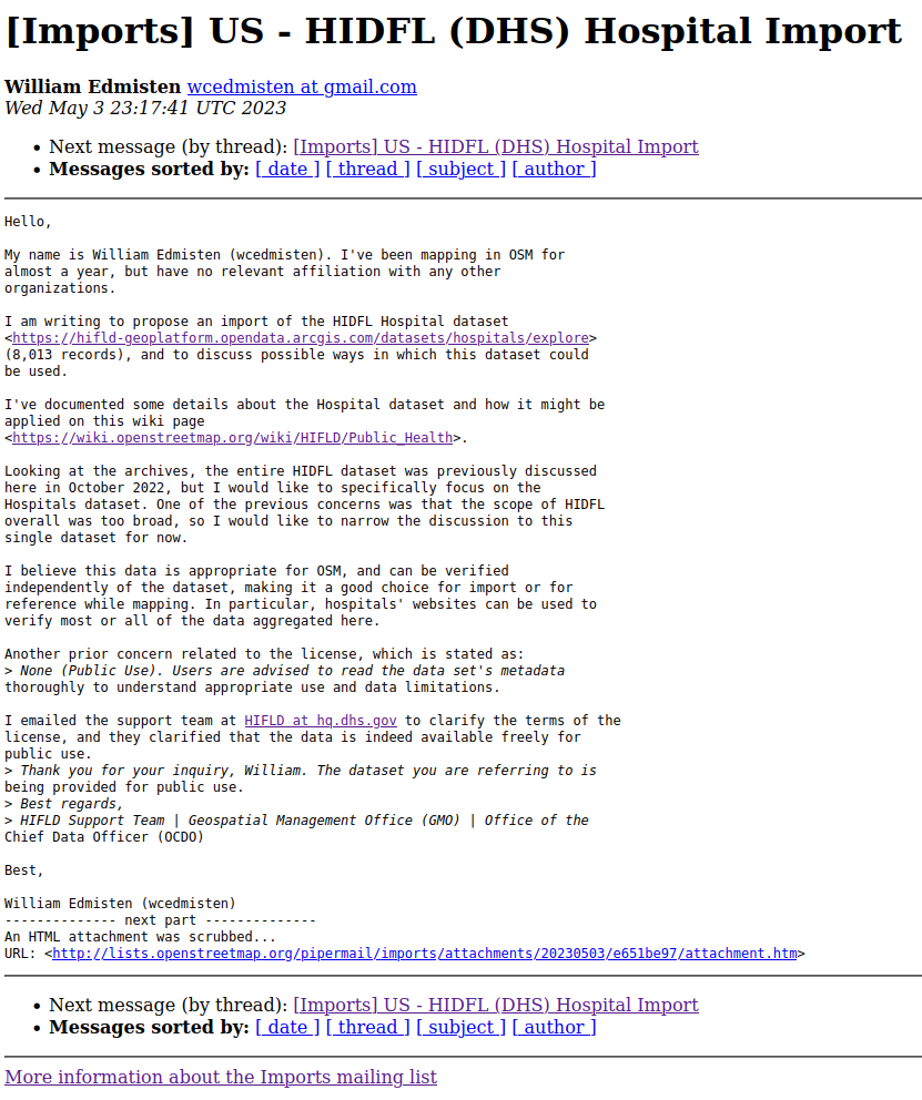 Mailing list screenshot