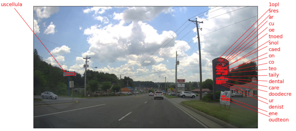 Dashcam Screenshot Overlayed with OCR Detections