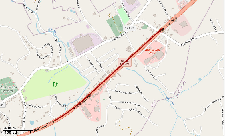 GPX Track Showing the Path of My Car Along a Road