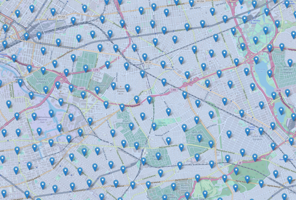 sampling points for NYC - zoomed in