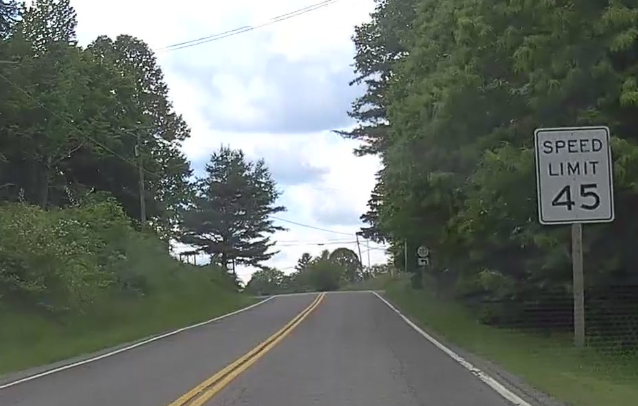 Dashcam image containing speed limit sign