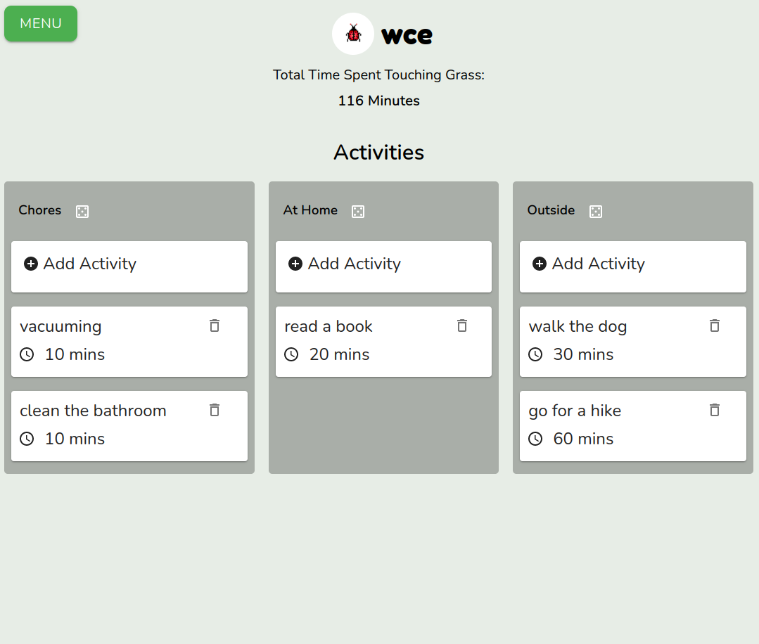 A screenshot of makemetouchgrass.com